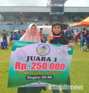 MIM 16 Karangsem Paciran Meraih Emas Cabor Tolak Peluru O2SM tahun 2021