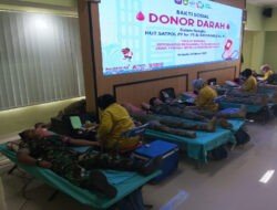 Peringati HUT Satpol PP Ke-75 Dan Satlinmas Ke-63 Kota Surakarta, Anggota Kodim 0735/Surakarta Ikuti Donor Darah