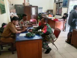 Cek Situasi dan Kondisi Pasar, Babinsa Turun Ke Lapangan Sambangi Lurah Pasar Nusukan