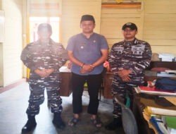 Camat Singkep Selatan Berkoordinasi ke Lanal Dabo melalui Danposal Pulau Lalang