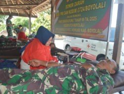 Peduli Kemanusiaan, Satgas TMMD Boyolali Gelar Donor Darah Bersama PMI