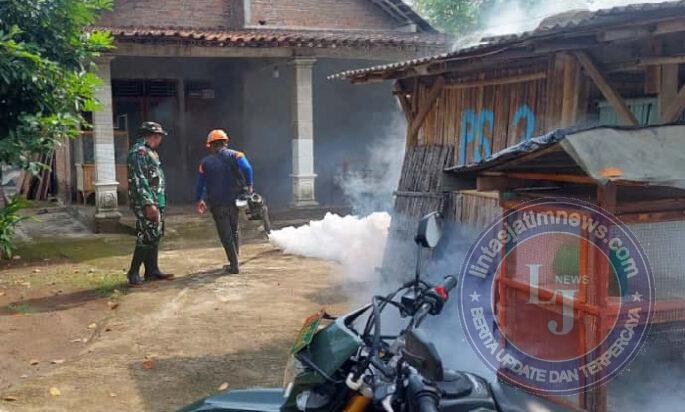 Babinsa Simo Dan Puskesmas Lakukan Fogging Cegah DBD di Desa Wates